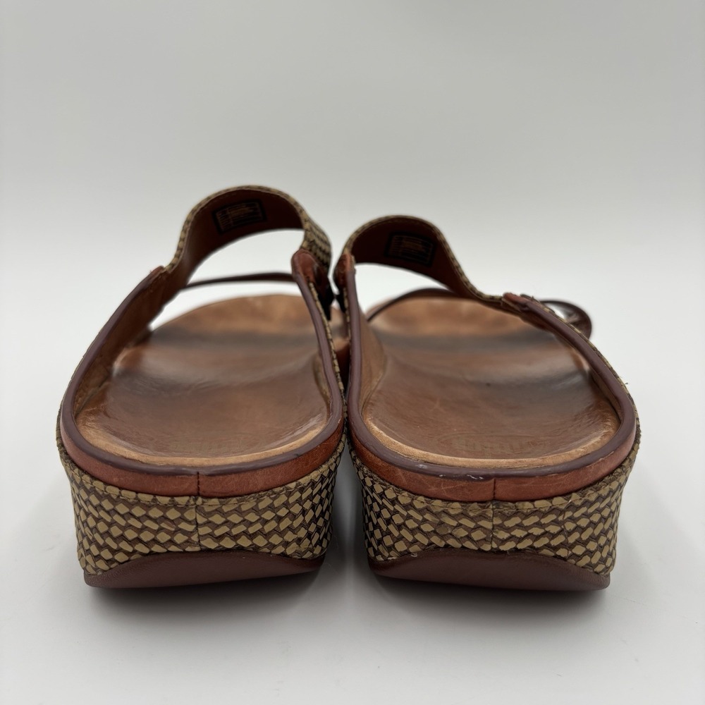 FitFlop Amsterdam Brown Leather Sandals Size 9 Comfort Vacation Casual Slip On - Picture 3 of 8